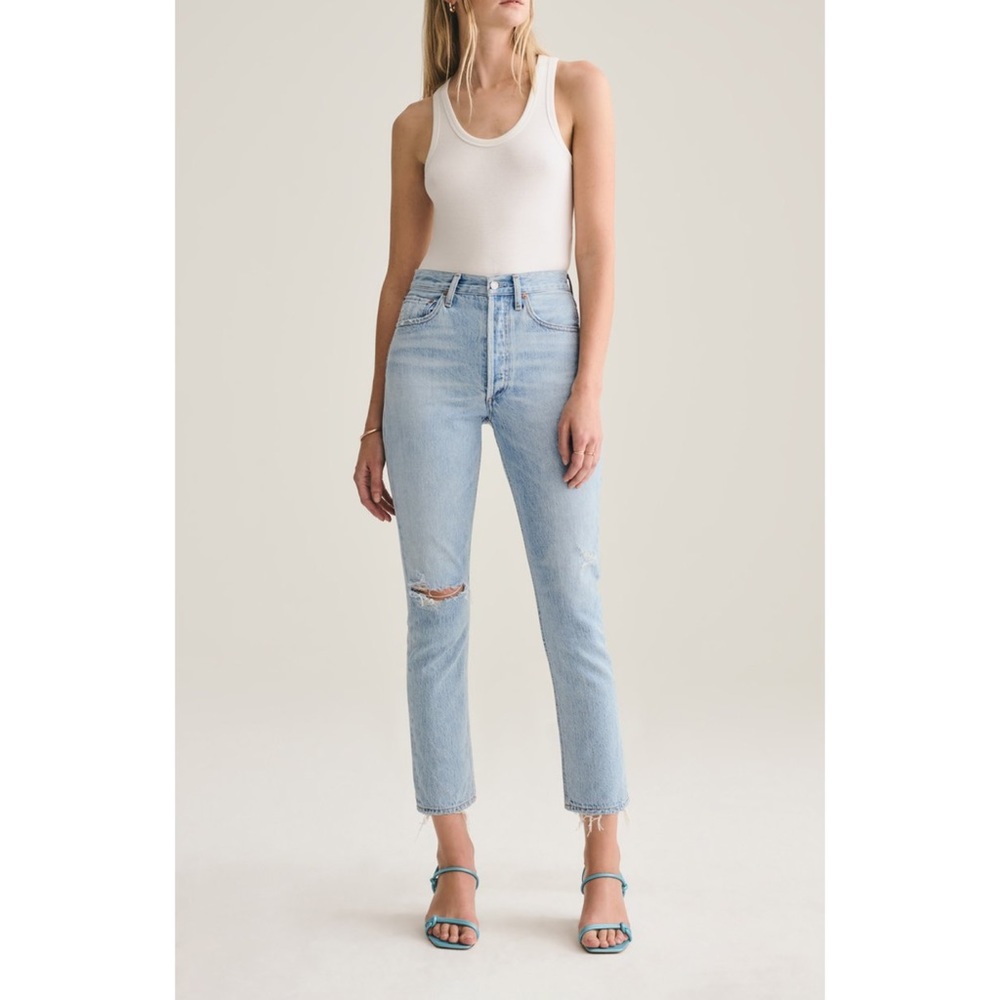 AGOLDE Riley High Rise Straight Crop Jeans Shatter